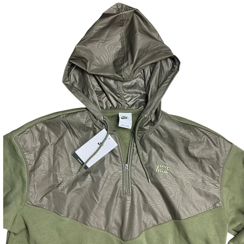 Nike Hoodie Womens S Green Sportswear Icon Clash 1/4 Zip Oversized DQ7147 Sporty